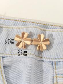 1 Miếng Của phụ nữ Đúng mốt Kim loại Cỏ ba lá Hình dạng Dây thắt lưng Khóa , Có thể tháo rời & Có thể điều chỉnh Đến Phù hợp , Chống sáng Và Thích hợp Đối với Thông thường hàng ngày , Tuyệt vời Qủa tặng Đối với Bạn - Vàng - Xem 3