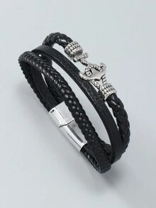 1 Pieza Pulsera Simple Y Moderna Con Diseño De Ancla Para Hombre - ancla - Ver 5