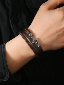 1 Pieza Pulsera Simple Y Moderna Con Diseño De Ancla Para Hombre - ancla - Ver 1