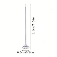 100pcs/50pcs Crystal Floral Pins, Wedding Bouquets And Bridal Hair Accessories -Elegant Corsage And Boutonniere Pins, DIY Crafts And Sewing, Valentine's Day Floral Pins, Wedding Bouquet Shaping Needles, Valentine's Day Bouquet Diamond Shaping Needles, Flower Shop Bouquet Making Decorative Diamond Needles