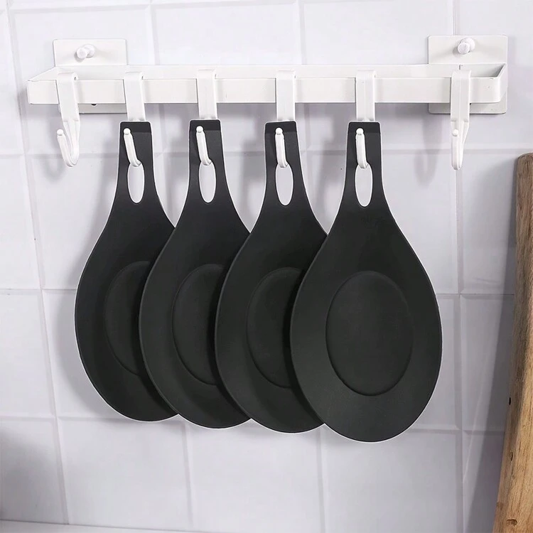 1 pieza de gran soporte de cuchara de silicona, soporte para cuchara de sopa resistente a alta temperatura, soporte para utensilios de cocina para la parte superior de la estufa, soporte resistente al calor para utensilios de cocina para la encimera de la cocina - Multicolor - Añade 4