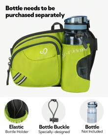 Waterfly Bolsa de cintura corrida desportiva homem mulher com suporte para garrafas bolsa de cintura para correr caminhadas, Preto, Caminhadas, corrida, desporto - Verde Lima - Ver 3