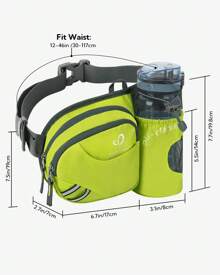 Waterfly Bolsa de cintura corrida desportiva homem mulher com suporte para garrafas bolsa de cintura para correr caminhadas, Preto, Caminhadas, corrida, desporto - Verde Lima - Ver 2