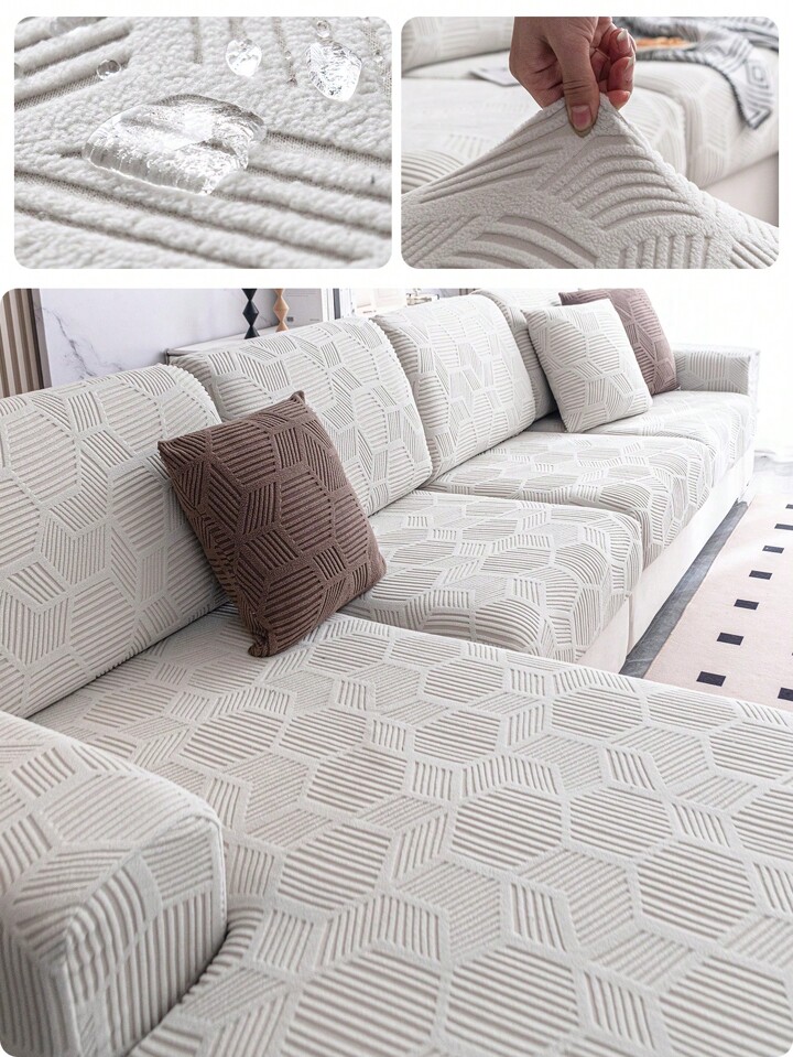 1pc Splash Proof Embossed Rhinestone Checked Elastic Stretch Sofa Cover Universal Four Seasons Sofa Cushion Cover Armrest Cover And Backrest Cover For 1 2 3 4 Seaters SHEIN UK