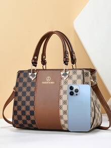 European And American Style Large Capacity Polka Dot Pattern Women's Bag, Fashionable Shoulder & Crossbody Bag For Commuting, Light And Practical - Brown - View 4