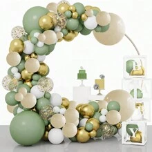 1套鼠尾草綠色氣球花藝拱套件,沙白色金屬金色霧面白色彩屑氣球,用於嬰兒沐浴派對、新娘派對、單身派對、婚禮、生日派對裝飾 - 彩色 - 查看 6