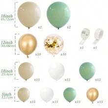1套鼠尾草綠色氣球花藝拱套件,沙白色金屬金色霧面白色彩屑氣球,用於嬰兒沐浴派對、新娘派對、單身派對、婚禮、生日派對裝飾 - 彩色 - 查看 5
