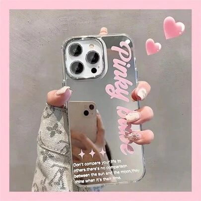 粉色镜面手机壳，兼容 17 Pro Max/ 17 Pro/ 16；小众设计，兼容 15 Pro Max/ 15 Pro/ 14；新款 13 Pro Max/13 Pro 防摔硅胶软壳；简约设计，兼容 11/12 女士款