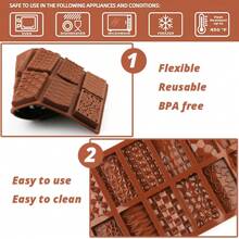 1pc Non-Stick 3d Chocolate Bar Silicone Mold For Diy Wax Melts, Candy, Cupcake, Mousse, Tarts, Soap Making