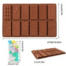 1pc Non-Stick 3d Chocolate Bar Silicone Mold For Diy Wax Melts, Candy, Cupcake, Mousse, Tarts, Soap Making