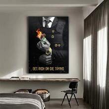 1片啟發性引言《貴死方興》海報印刷在帆布牆上,塗鴉波普藝術成功畫作,適用於辦公室家庭裝飾,無框 - 彩色 - 查看 3