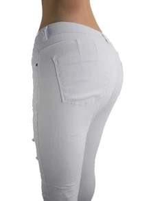 Pantalón Blanco Stretch para mujer - Blanco - Ver 3