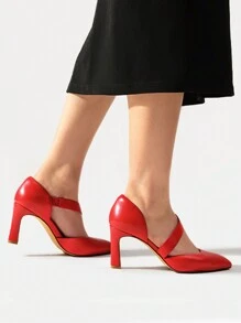 Women's High Heels Pumps Dress Closed Pointed Toe Comfortable D'Orsay Pumps Shoes For Work Office Wedding Dancing - 紅色/PU - 查看 9