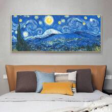 梵高《星夜》灵感5D DIY钻石画套装 - 动漫主题，圆形亚克力钻石，全钻十字绣套装，马赛克工艺品家居墙面装饰，适合初学者 - 彩色 - 查看 2