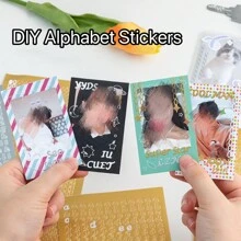 1pc Gold Foil English Letter Scrapbooking Sticker, INS Style Waterproof DIY Journal Material Scrapbook Decoration Stickers Suitable For Various Scenes Like DIY, Books, Etc., Stickers, Wall Decal, Vinyl Decal For Home Decorations, Spring Decoration Items Refresh Your Home, Rama Decoration Stickers