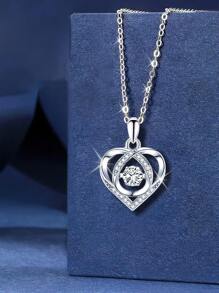 1件女士精美心形吊墜項鍊,優雅獨特的設計 - 白色 - 查看 6