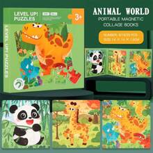 Libro de puzle magnético pequeño para niños, puzle con temas de dinosaurios y animales, y puzle con temas de transporte, juego de rompecabezas educativo para estimular el cerebro para niños y niñas en edad preescolar, juguete de aprendizaje con imanes, bloques magnéticos, juegos magnéticos