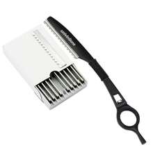 univinlions 7" 1 Rotary Thinning Razor+10 Replaceable Blades Safey Razor Straight Salon Hairdresser Razor Hair Cutter Swivel Barber Cutting Shears Knife Thinner Hairdressing Scissors - Multicolor - View 3