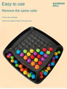 加厚版彩虹糖果粉碎或五子棋兩/四人辦公室決戰遊戲，家庭派對戶外玩具戰役（1遊戲板+48顆珠子） - 彩色 - 查看 2
