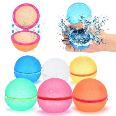 Silicone Magnetic Water Balloon, Reusable Water Bomb Toy For Water Fight, Rainbow Color (6pcs)
