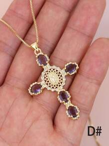 1 Peça Colar com Pingente em Forma de Olho Multicolorido com Microincrustações de CZ, Joias de Cobre Banhadas a Ouro 18K para Mulheres