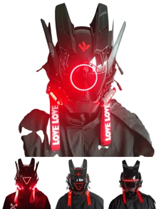 時尚男性街頭風格防風全面塑料赛博朋克頭盔-適合cosplay、派對或萬聖節-讓你脫穎而出！ - 黑色 - 查看 1