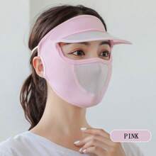 1 Pc Spring/Summer Sun Protection Face Mask, UV Blocking, Breathable Mask With Brim, Unisex Outdoor Cycling Sun Mask, Ice Silk Full Face Windproof Mask, Integrated Mask & Cap Design - Multicolor - View 8