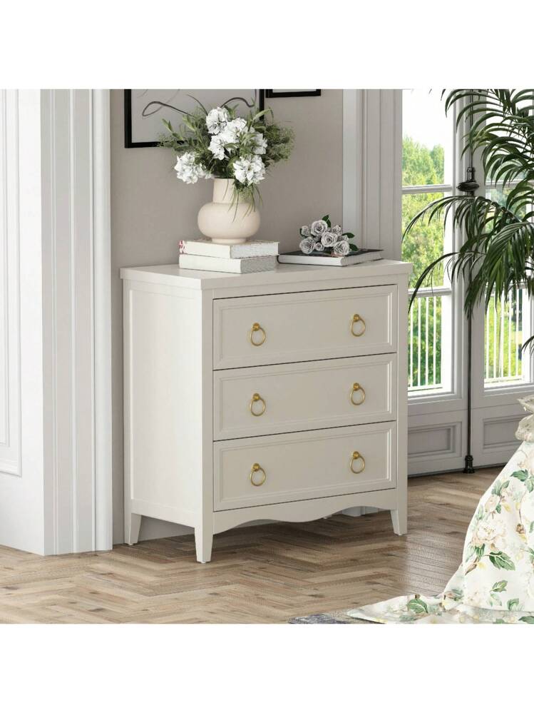 COZAYH Farmhouse Fully-Assembled 3-Drawer Dresser Chest Cabinet