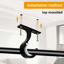 2 Miếng Có thể điều chỉnh Hợp kim nhôm Giường đơn Dán Dấu ngoặc Đối với Rèm , 20-28mm Móc rèm Nhiệm vụ nặng nề Sửa Dán Dấu ngoặc Với ốc vít Đối với Rèm Hoặc Tủ đóng tường Dán - màu đen - Xem 7