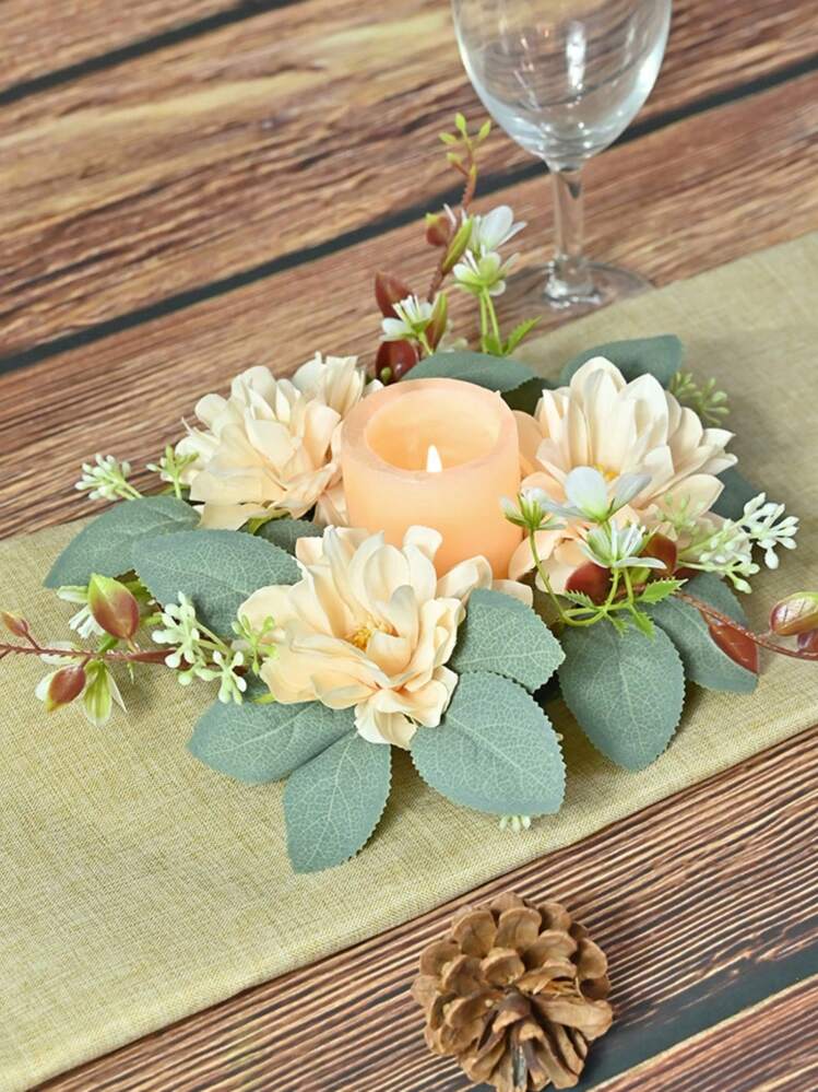4PCS Artificial Dahlia Flower Candle Wreaths 9 Inch Candle Rings Dahlia Wreaths Fake Rose Candle Wreath Delicate Candle Wreath For Home Wedding Decor Without Candlestick Outdoor Decor SHEIN USA