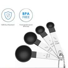 Juego De Cubos Y Cucharas De Medición De 8 Piezas, Apilables Y Anidables, Cubos De Medida Con Asa De Acero Inoxidable, Accesorios De Cocina Para Cocinar Y Hornear - Negro - Ver 5