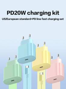 1 Sets Fit Fast Charging 20W PD Type C Power Wall Charger With 3ft (About 1 Meter) Charging Cable Compatible With IPhone IPad
