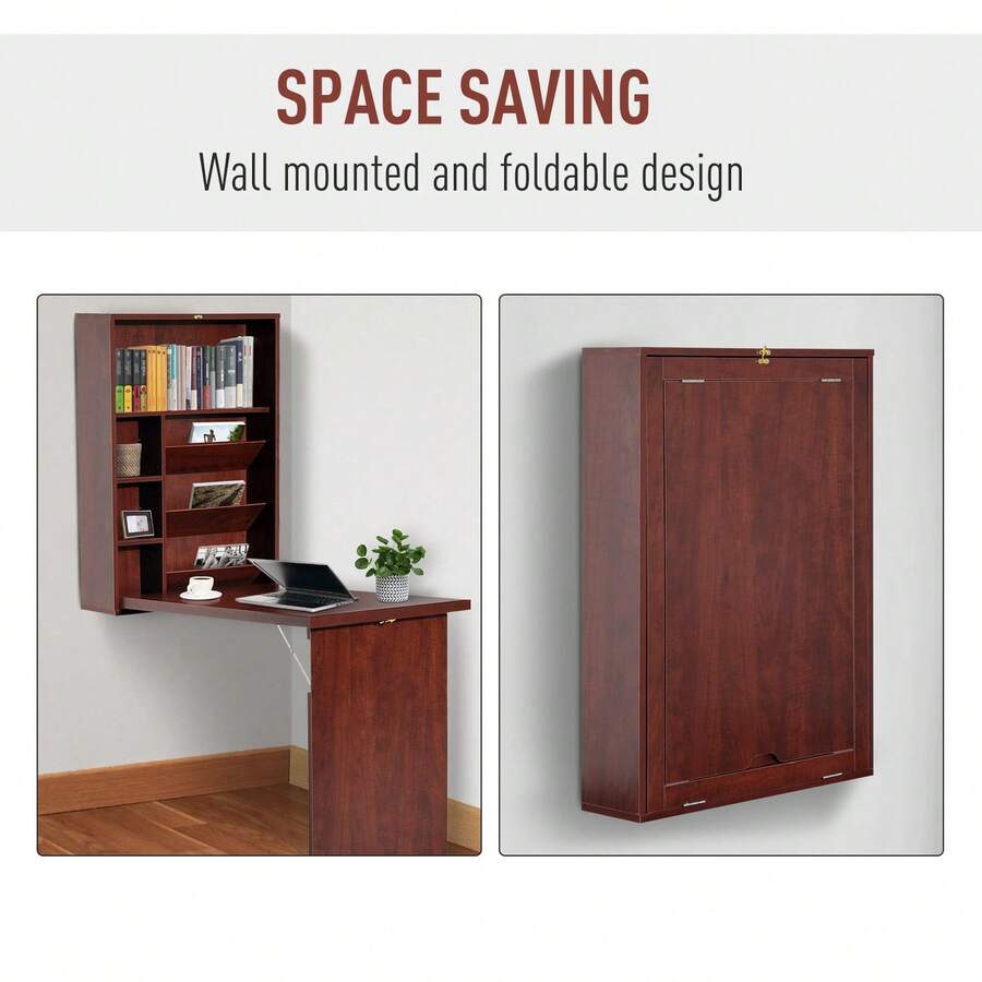 Wall Mounted Fold Out Convertible Desk, MultiFunction Floating