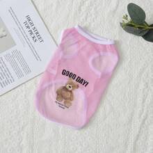 Pet Summer Clothes For Cats And Dogs, Breathable And Thin Mesh Fabric, Colorful Bear Design, Large Size Vest For Golden Retriever And Bichon Frise