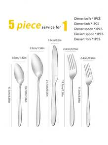 5/20pcs/Set Stainless Steel Silver Cutlery Sets, Including Steak Knives, Forks, Spoons, Easy To Clean In Dishwasher, Suitable For Kitchen, Restaurant, Hotel, Camping School Supplies,Christmas Gift - Silver - View 6