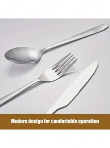 5/20pcs/Set Stainless Steel Silver Cutlery Sets, Including Steak Knives, Forks, Spoons, Easy To Clean In Dishwasher, Suitable For Kitchen, Restaurant, Hotel, Camping School Supplies,Christmas Gift - Silver - View 5