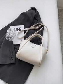 1 件时尚简约锁扣 PU 手提包可用作单肩包、斜挎包或手提包，配丝巾，适合日常使用，时尚蝴蝶结钱包，适合女士