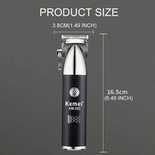 Kemei品牌KM-253男士電動剪髮器，可充電式理髮器，專業理髮店或家居使用雕刻修剪髮型快速充電父親節生日禮物 - 黑與白 - 查看 6