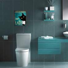 1 cái/bộ Vui Thú vật Phòng tắm tranh sơn dầu Treo tranh : Của bạn Mông Khăn ăn Lady - Đen Mèo Hình ảnh In Phòng vệ sinh Trang trí Màu xanh Áp phích , Tác phẩm nghệ thuật Đồ trang trí Đối với Nhà  , Không có Khung - Nhiều màu - Xem 6