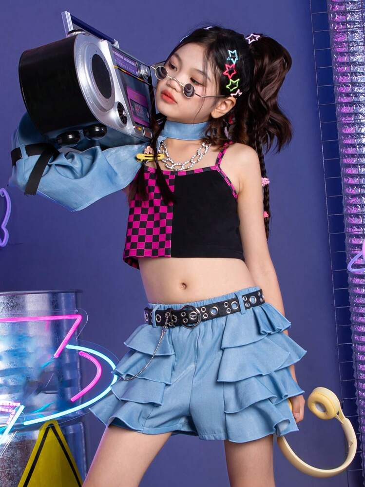子供服 女の子 男の子 シャツ Tシャツ タンクトップ へそ出し パンツ コスチューム バンド ダンス ヒップホップ ストリート系 パフォーマンス 衣装 クール かっこいい キッズ