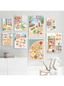 1 Miếng Món ăn Retro Áp phích Hoài niệm Treo tranh Hình ảnh Đường phố Món ăn tranh sơn dầu Bức tranh Đối với Phòng bếp Trang trí Khung trang trí - C - Xem 3