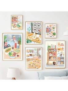 1 Miếng Món ăn Retro Áp phích Hoài niệm Treo tranh Hình ảnh Đường phố Món ăn tranh sơn dầu Bức tranh Đối với Phòng bếp Trang trí Khung trang trí - C - Xem 4