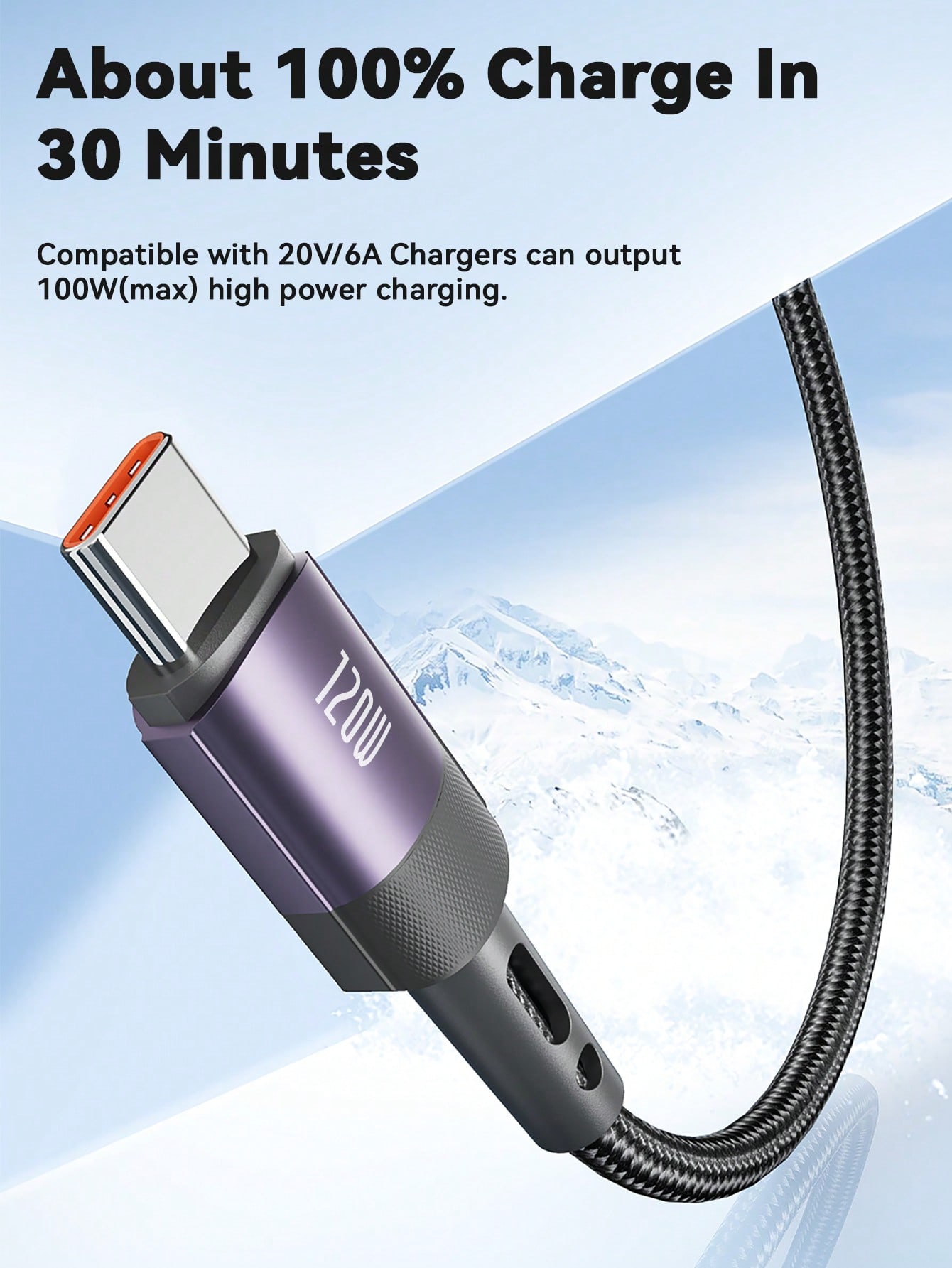 كابل شحن سريع -إلى -بقدرة حتى 120 واط – ألومنيوم –...