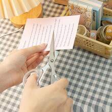 1pc Transparent Stainless Steel Household Scissors, Office Paper Cutting Strong Portable Safety Multifunctional Utility Scissors - Silver - View 1