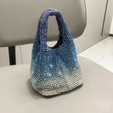 Luxury Designer Shiny Diamond Gradient Color Handbag Shoulder Bag For Parties And Evening Events - Màu xanh lam - Xem 9