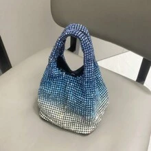 Luxury Designer Shiny Diamond Gradient Color Handbag Shoulder Bag For Parties And Evening Events - Màu xanh lam - Xem 10