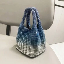 Luxury Designer Shiny Diamond Gradient Color Handbag Shoulder Bag For Parties And Evening Events - Màu xanh lam - Xem 2