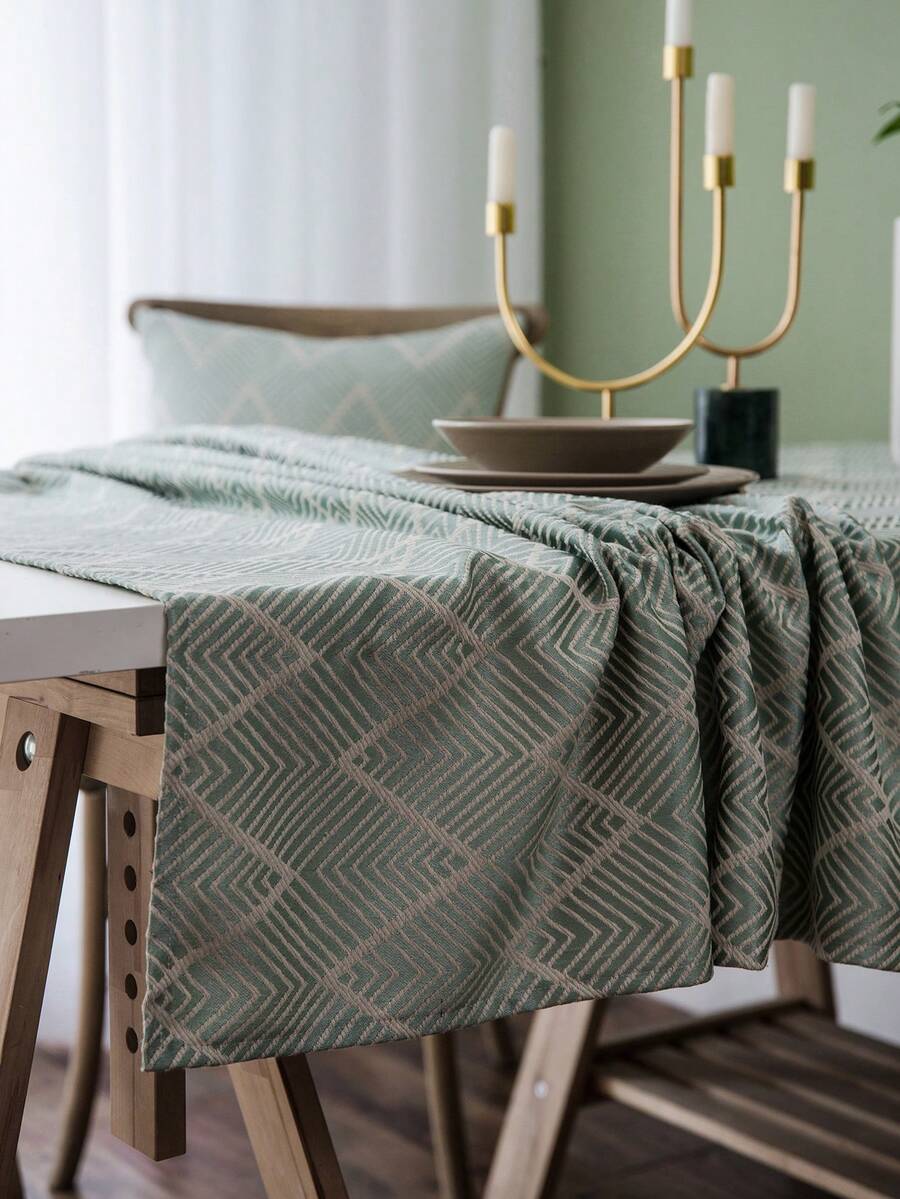 1 Miếng Phong cách Bắc Âu Họa tiết Hình học Khăn trải bàn Đối với Ăn uống Bàn - màu xanh lá - Xem 1