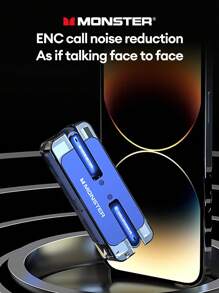 Monster XKT08 Upgrade ENC Noise-Proof Semi In-Ear 5.3 Hi-Fi Call Noise Reduction Sport Running Microphone Gaming Music Wireless Earbuds