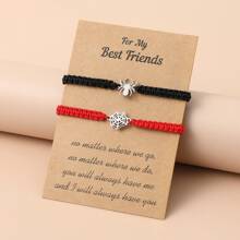 2pcs Stainless Steel Braided Spider Web Chinese Knot Bracelet, Men Friendship Jewelry - Spider - View 3